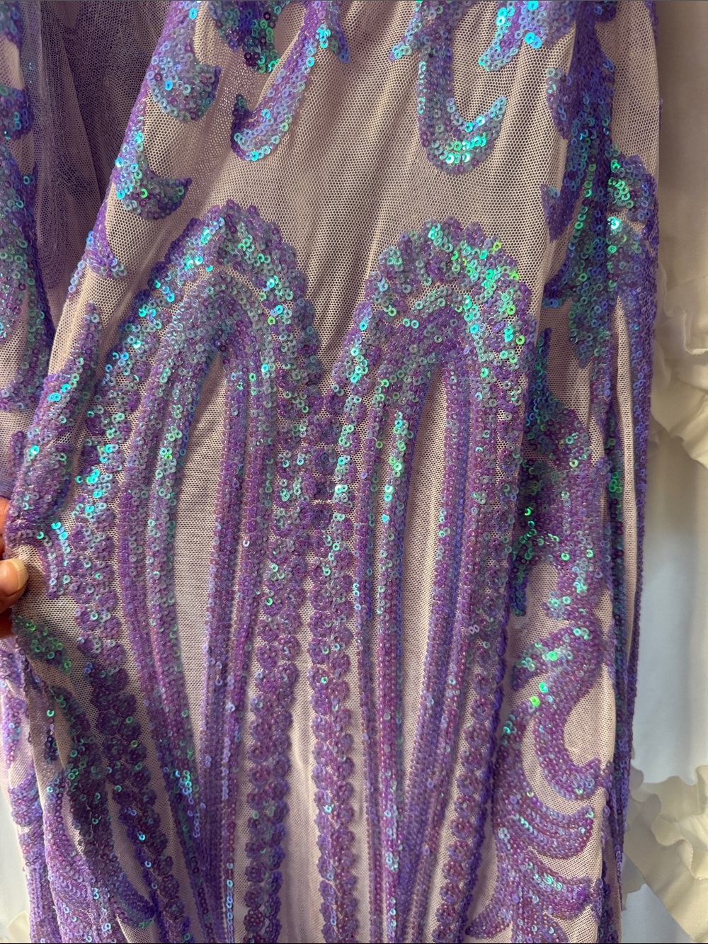 Southern Fried Chics Lavender Purple Sequin Embellished Long Duster - Picture 2 of 5